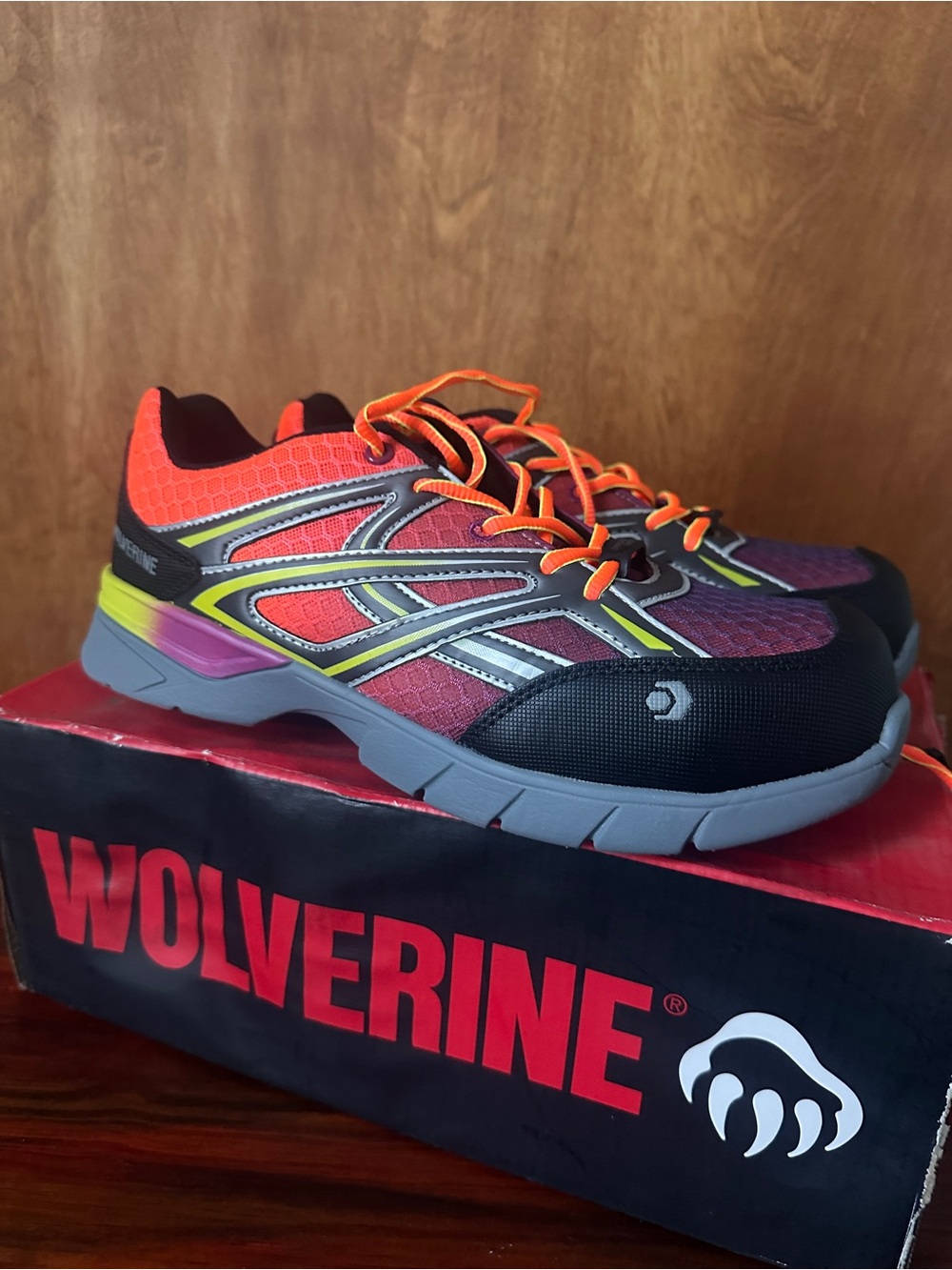 Wolverine Women’s Orange, Purple Black Mesh Composite Toe Safety Athletic Shoe